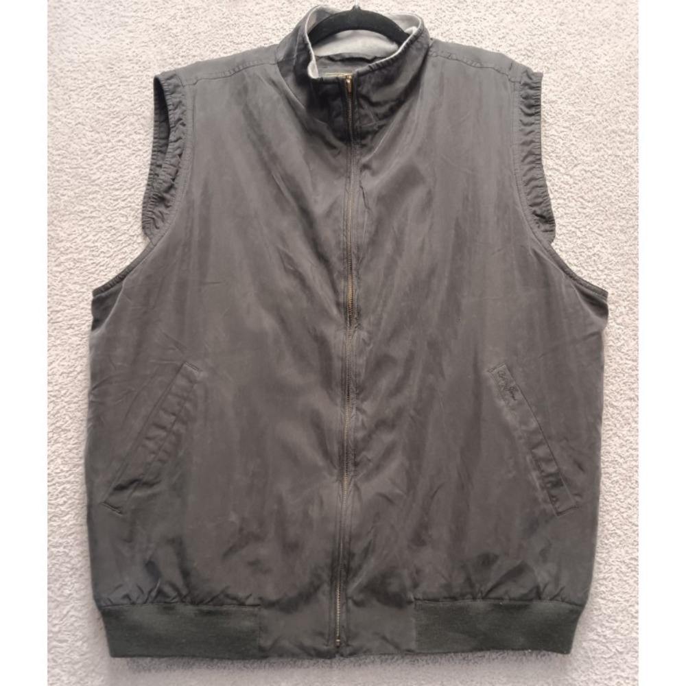 Bobby Jones Collection Water-Resistant Silk Golf Vest Men's L Black Zip Fleece-L